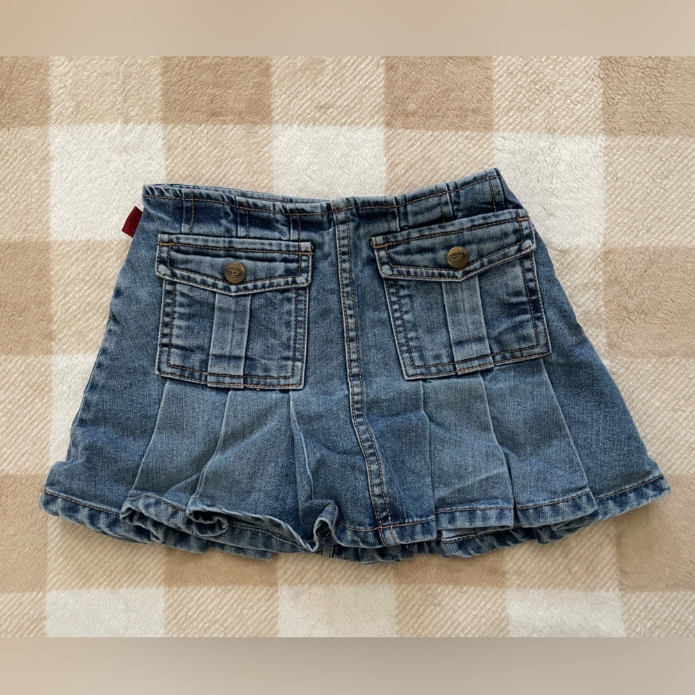 BONGO Vintage Blue Jean Skort Skirt with Pockets Pleated size 6